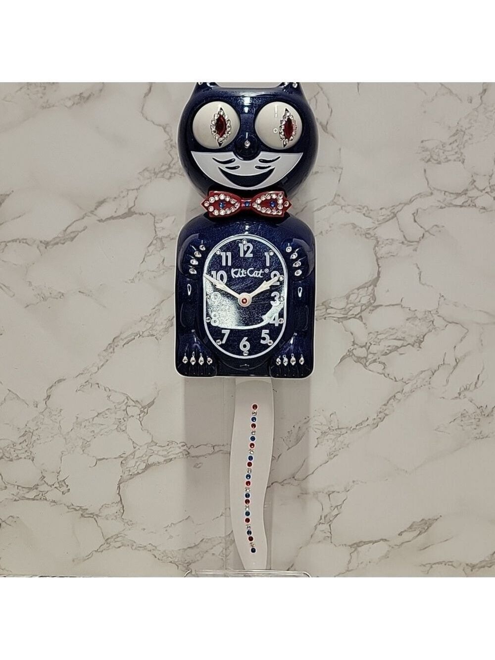 Rare Jeweled Red, White & Galaxy Blue Kit-Cat Klock LIMITED EDITION - Picture 12 of 16